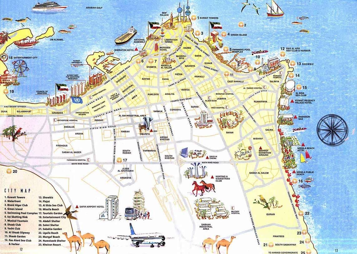 bản đồ của kuwait du lịch