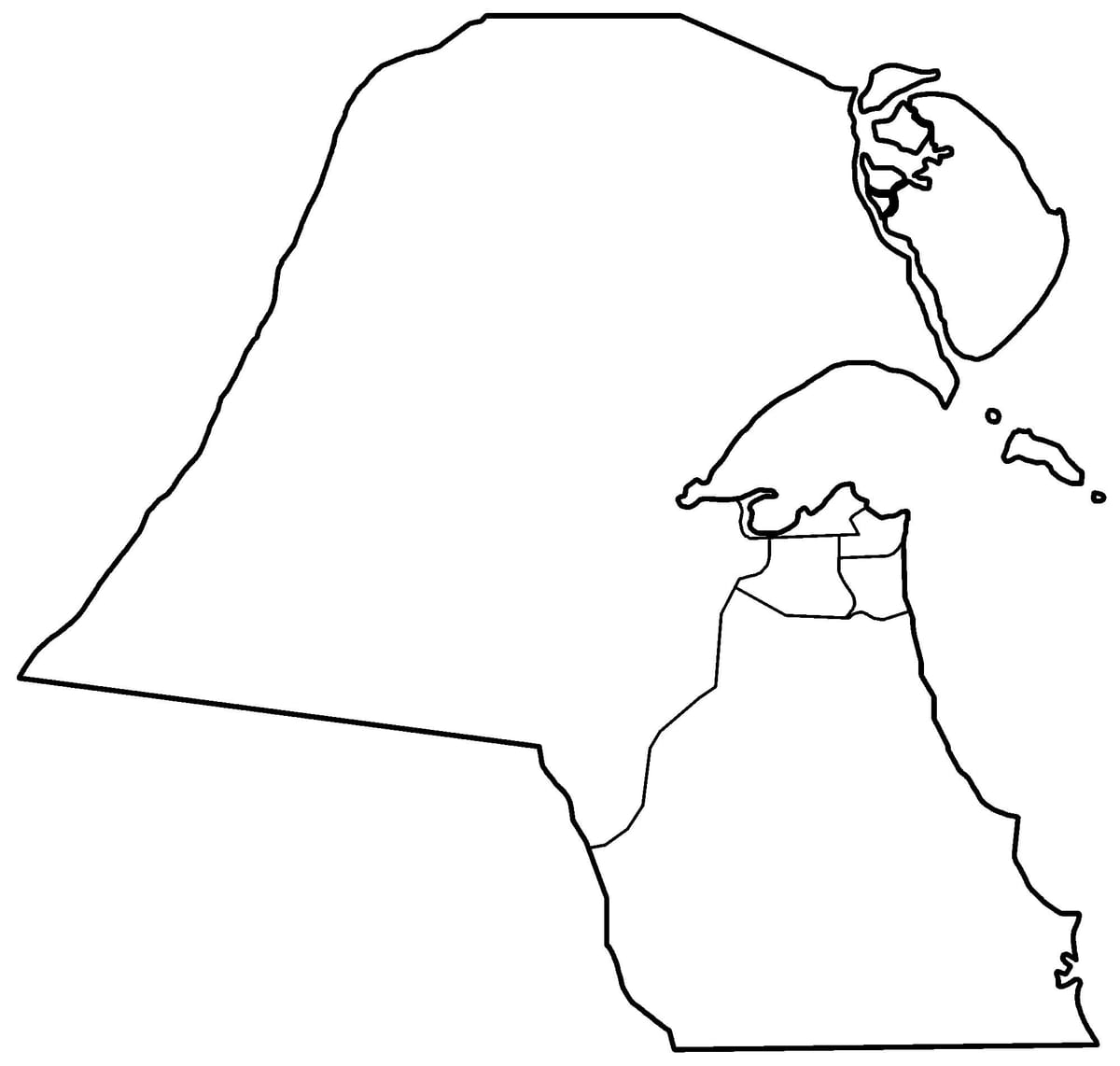 bản đồ của kuwait trống 