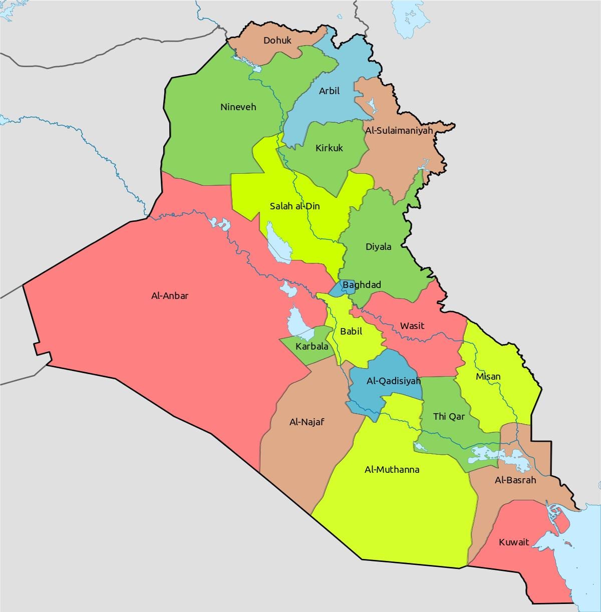 kuwait bản đồ với khối