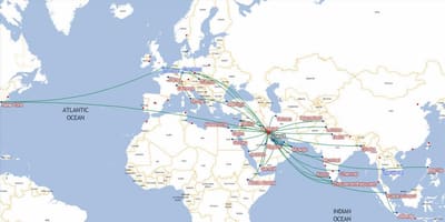 Bản đồ của kuwait airways điểm đến